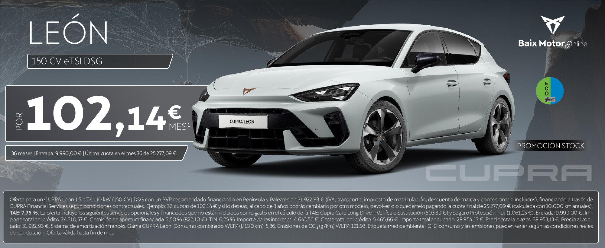 Nuevo CUPRA León eTSI 150CV desde 102,14€/mes*